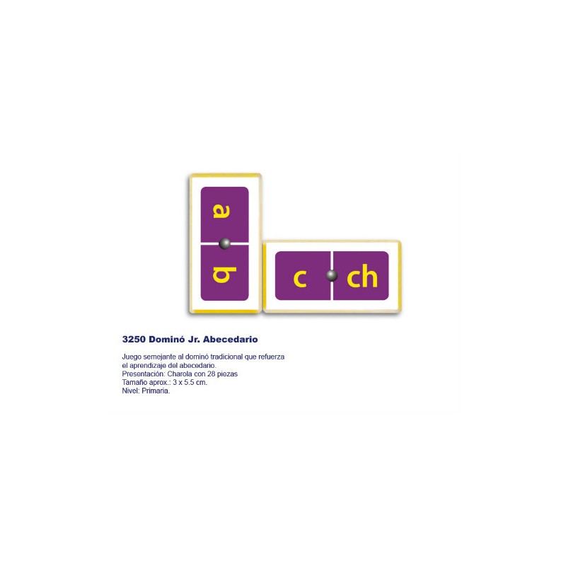 Dominó Jr. Abecedario 3250
Aprendizaje activo de la escritura y letras