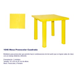 Mesa  preescolar Cuadrada c/ 2 pzas 1046,