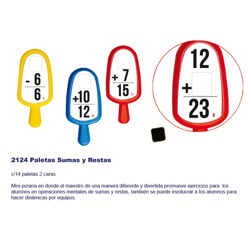 Paleta de suma y resta 2124
c/ 14 paletas 2 caras